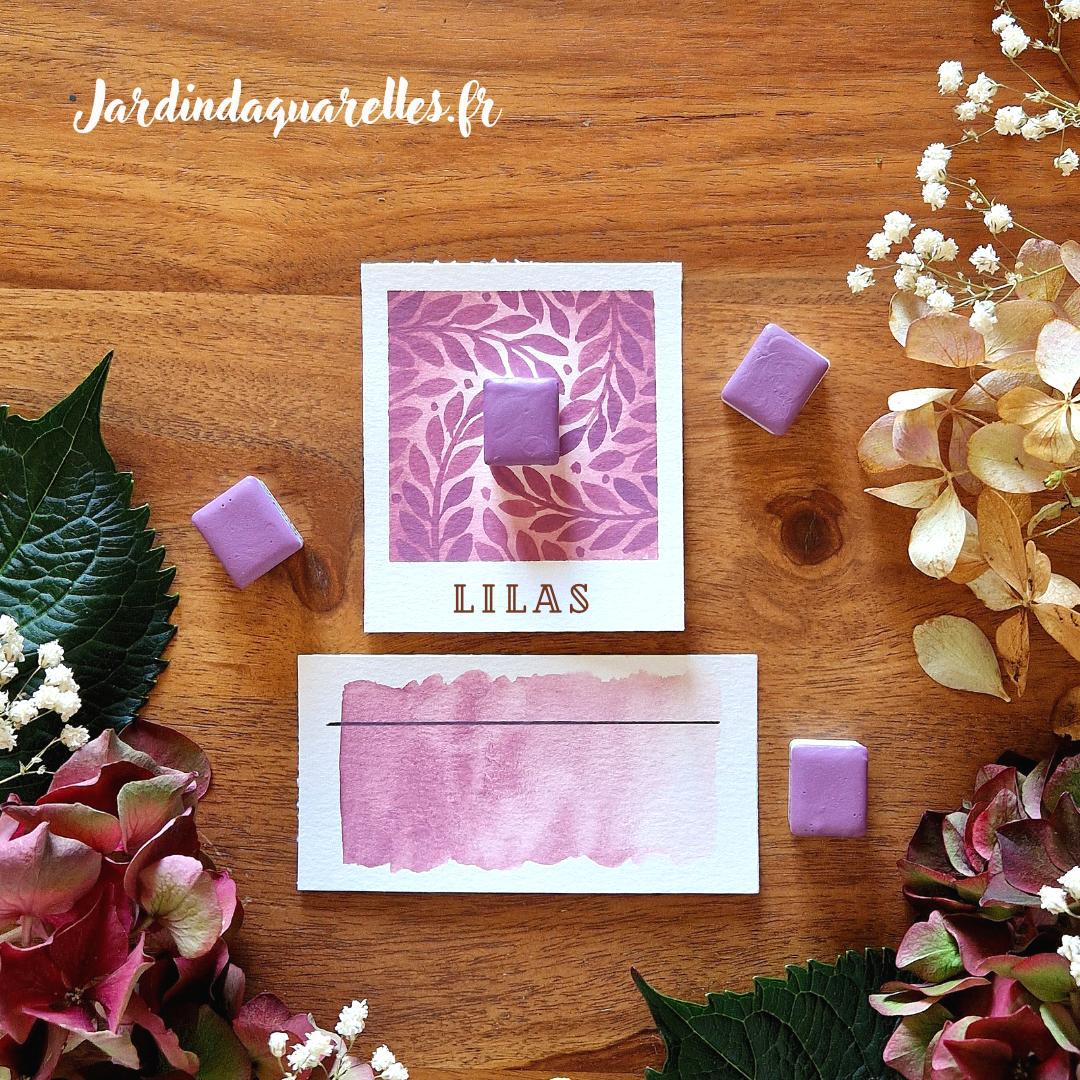 Lilas, aquarelle artisanale, demi-godet