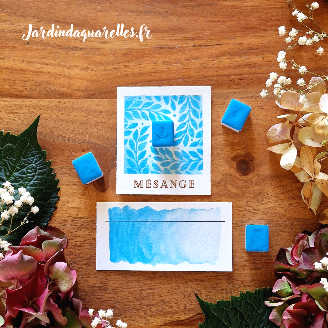 Mésange, aquarelle artisanale, demi-godet