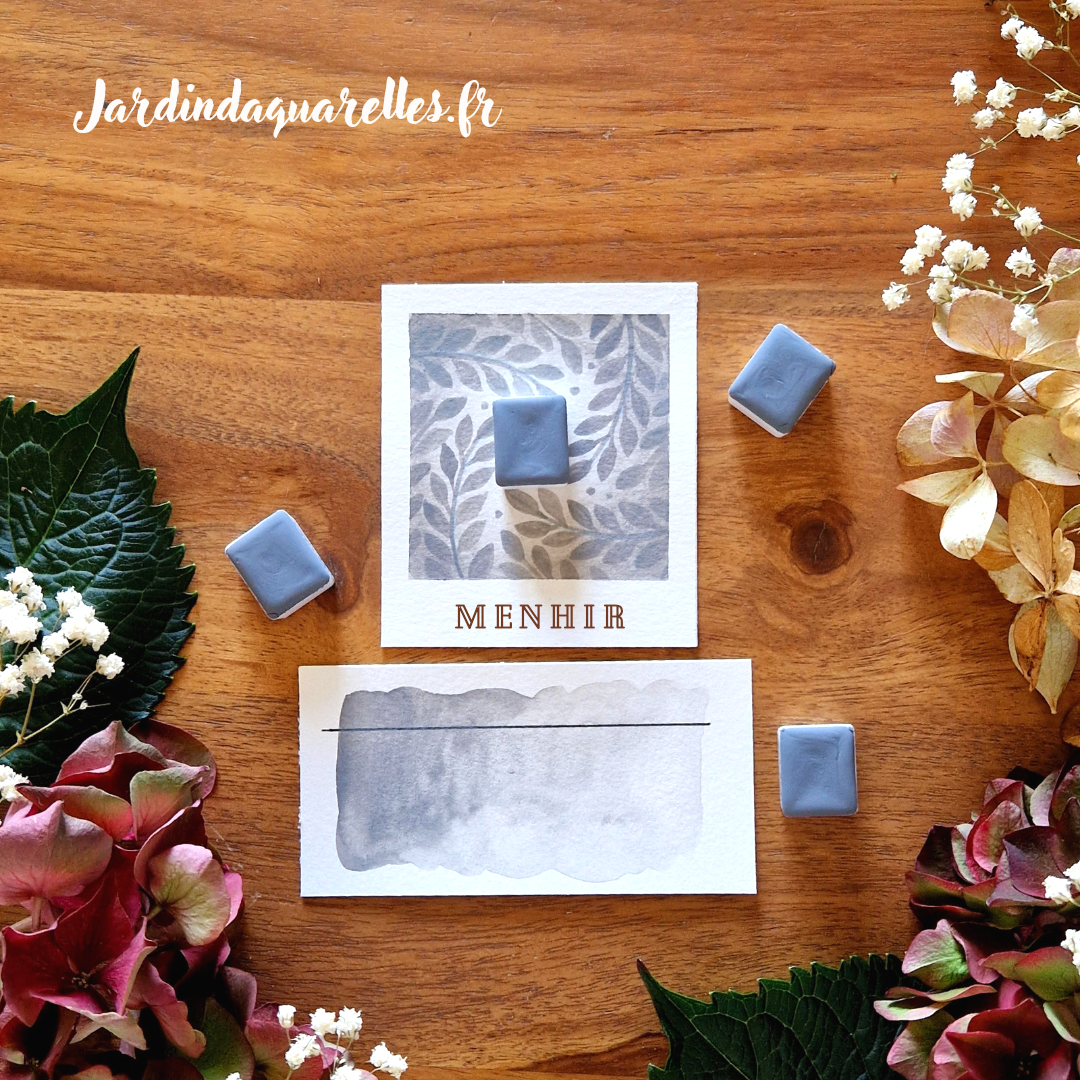 Menhir, aquarelle artisanale, demi-godet