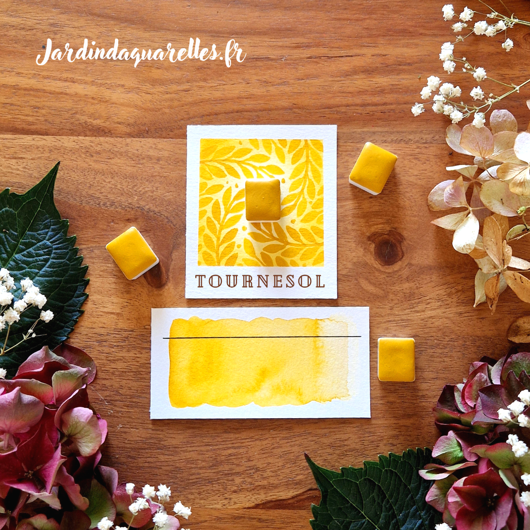 Tournesol, aquarelle artisanale, demi-godet