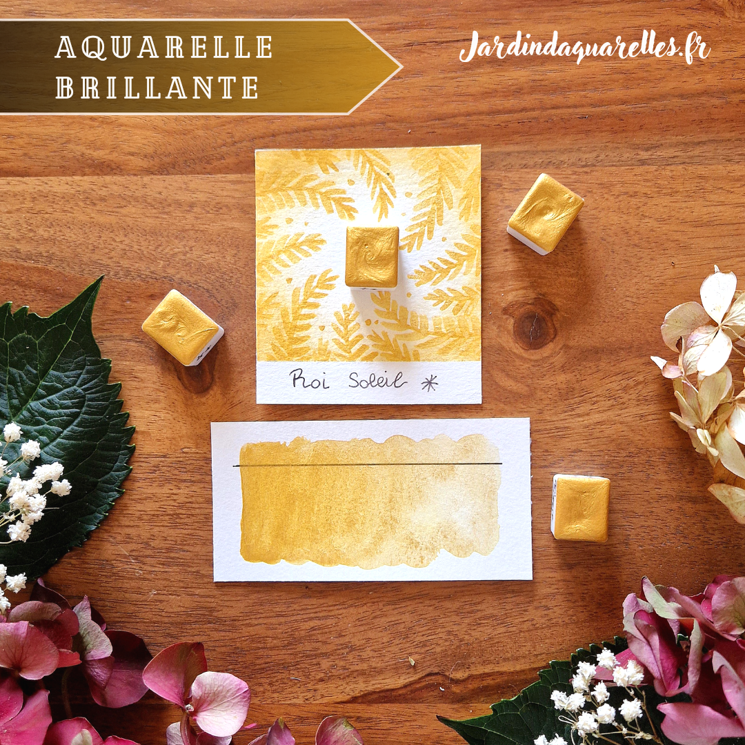 Roi Soleil, aquarelle artisanale, demi-godet