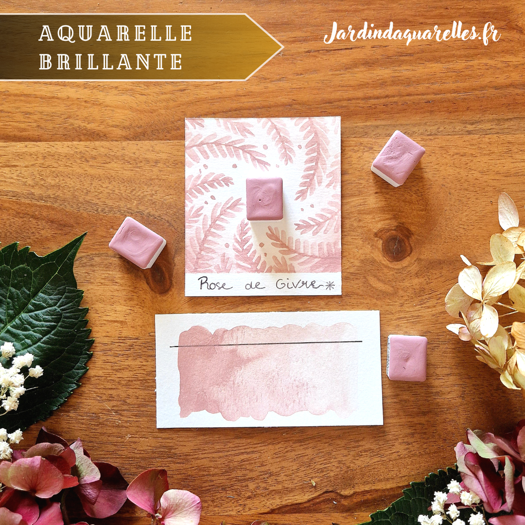 Rose de givre, aquarelle artisanale, demi-godet