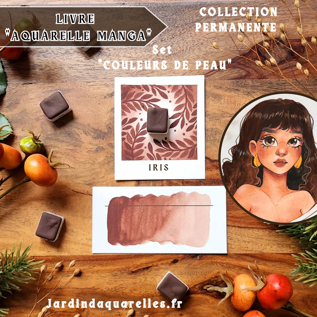 Iris, aquarelle artisanale, demi-godet