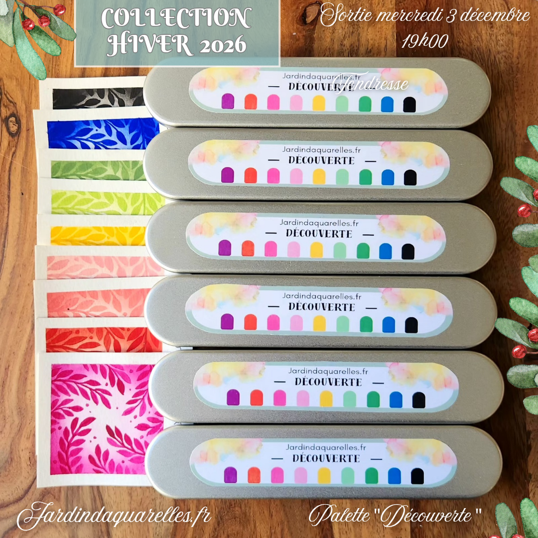 Palette 9 aquarelles artisanales "DÉCOUVERTE"