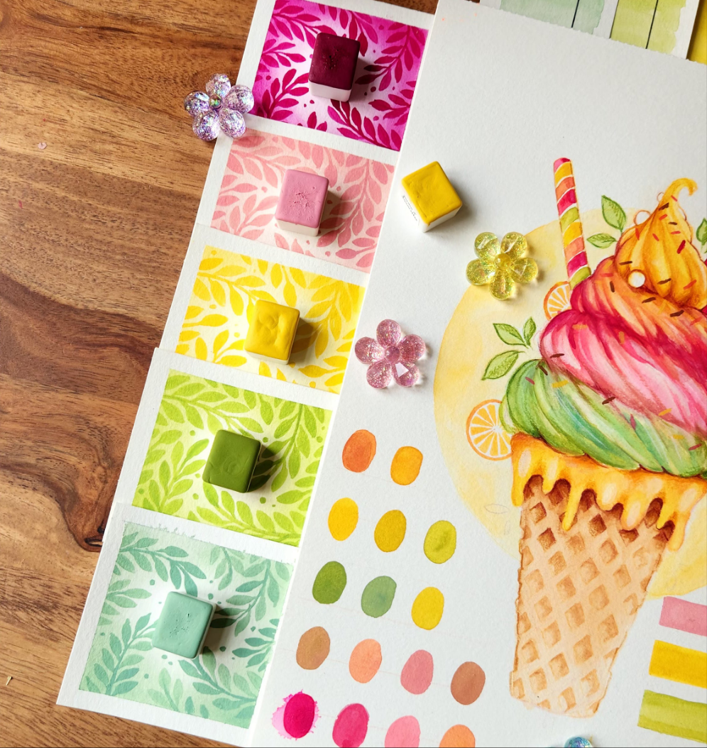 Set "COLOR POP" 5 aquarelles artisanales