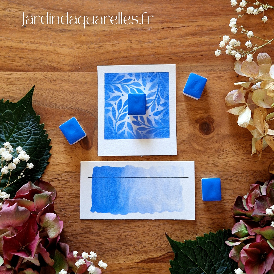 Myosotis, aquarelle artisanale, demi-godet