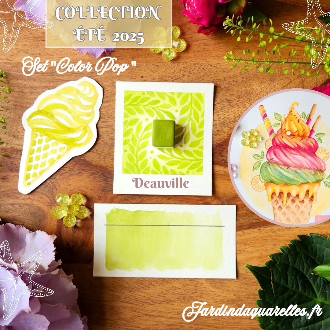 Deauville, aquarelle artisanale, demi-godet