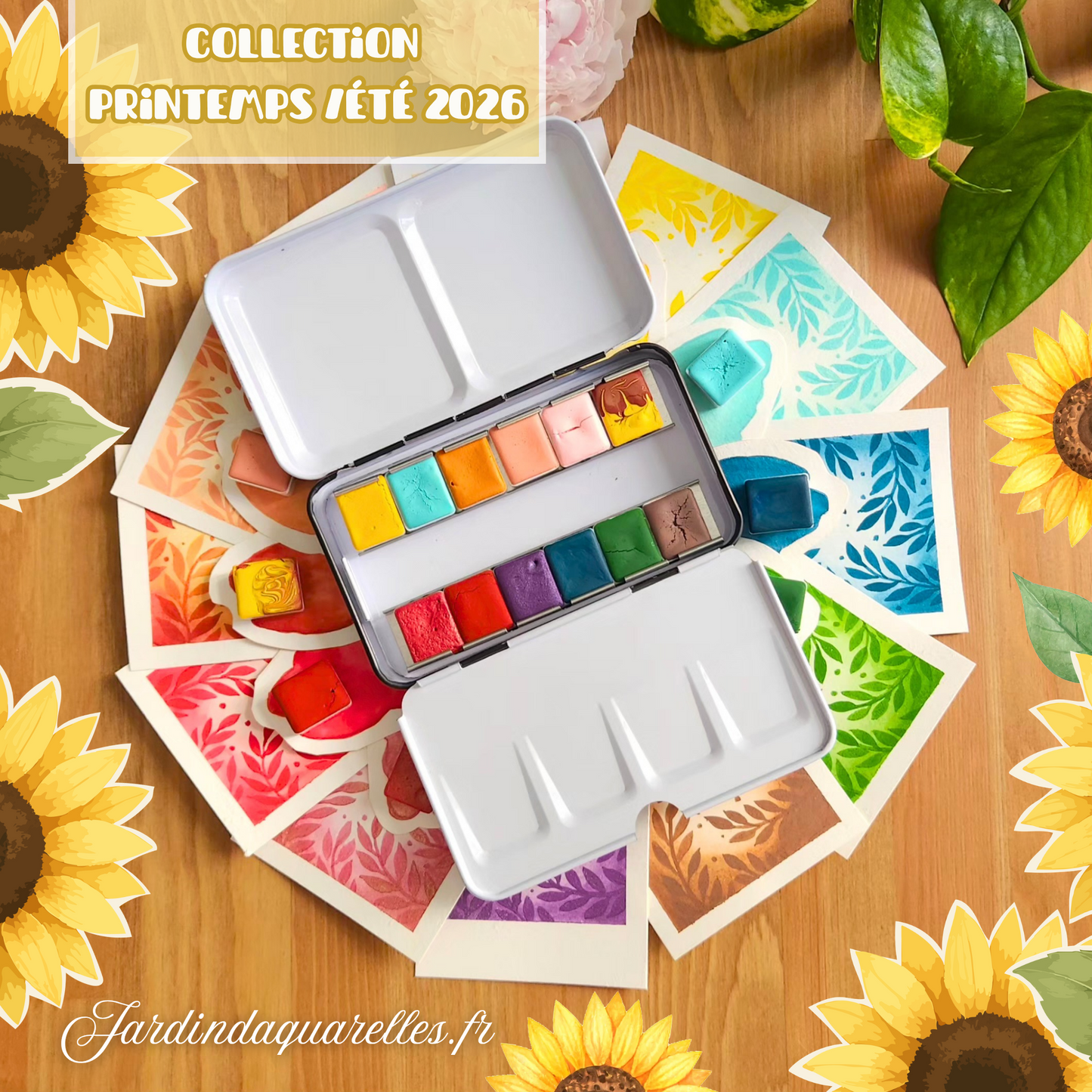 Palette "BALADE EN ARDÈCHE" 12 aquarelles artisanales véganes