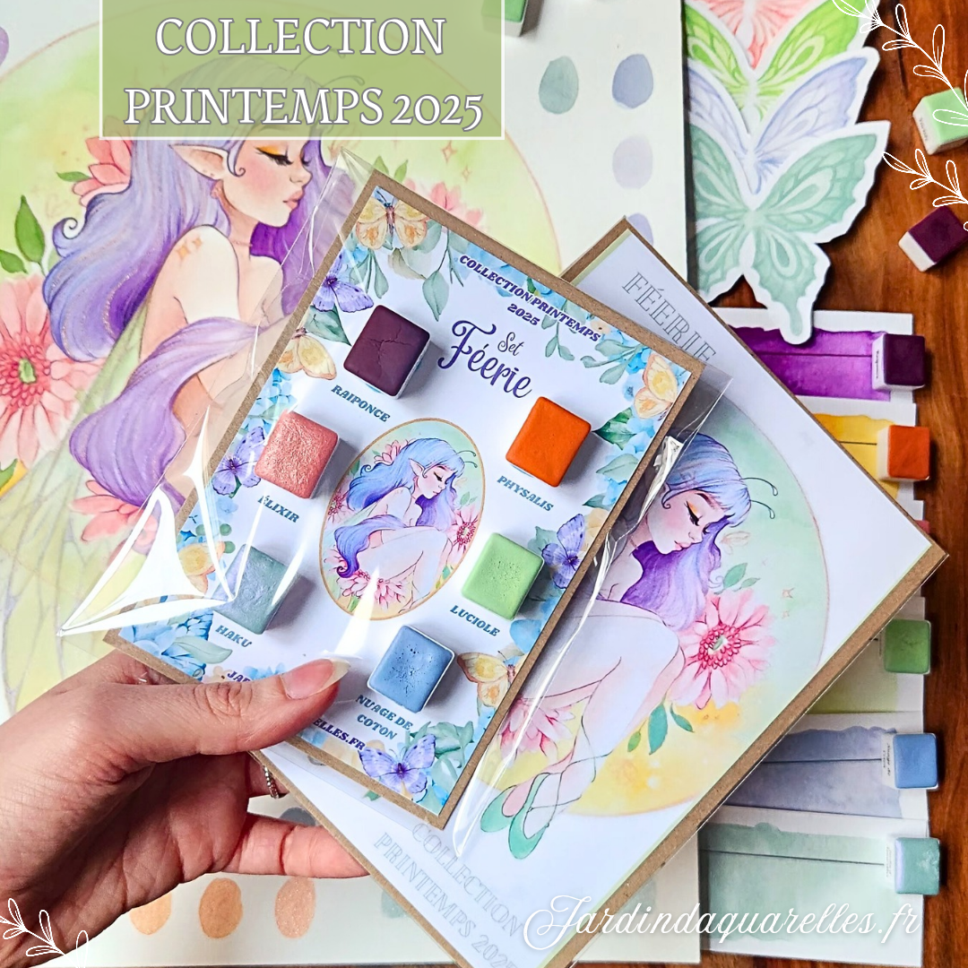 Luciole, aquarelle artisanale, demi-godet