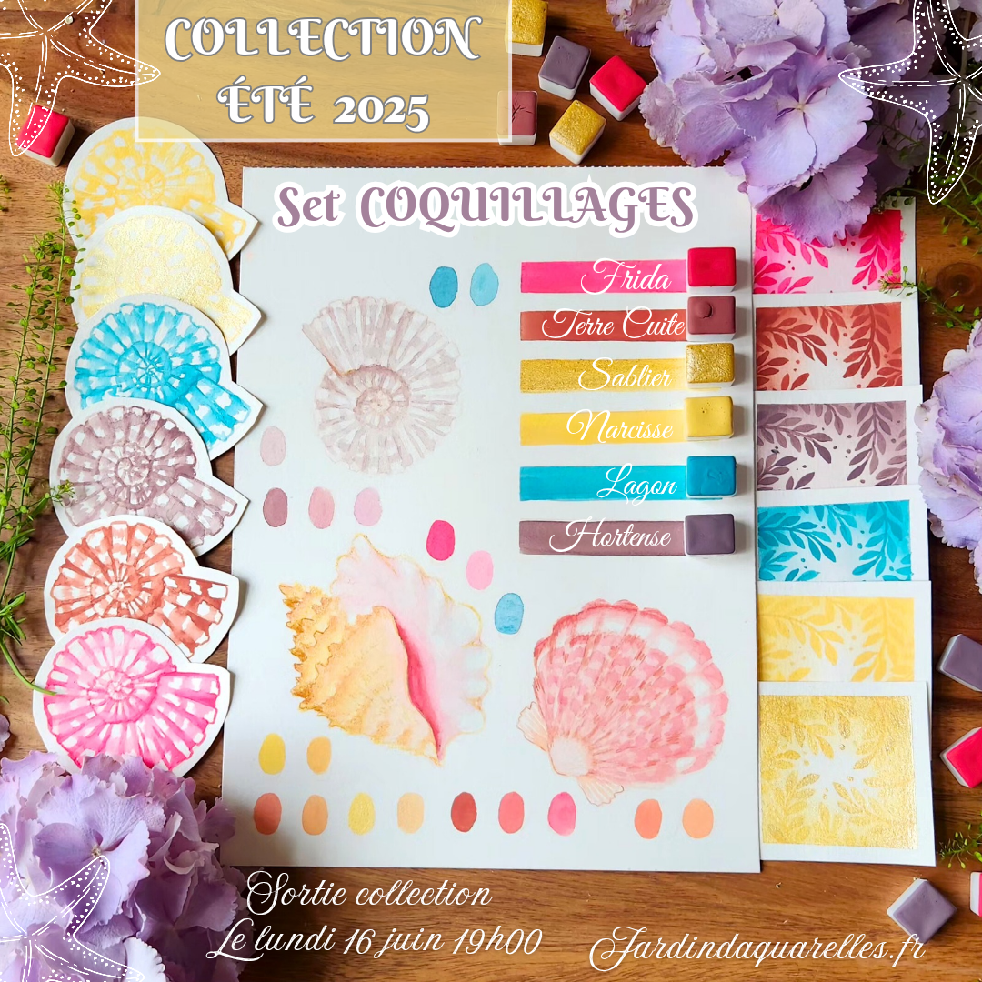 Lagon, aquarelle artisanale, demi-godet