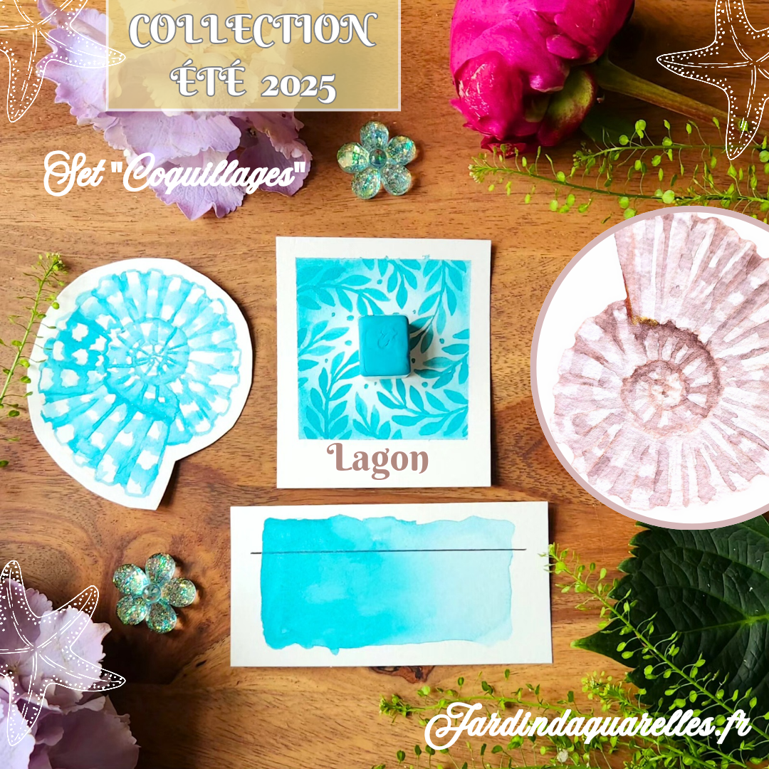 Lagon, aquarelle artisanale, demi-godet