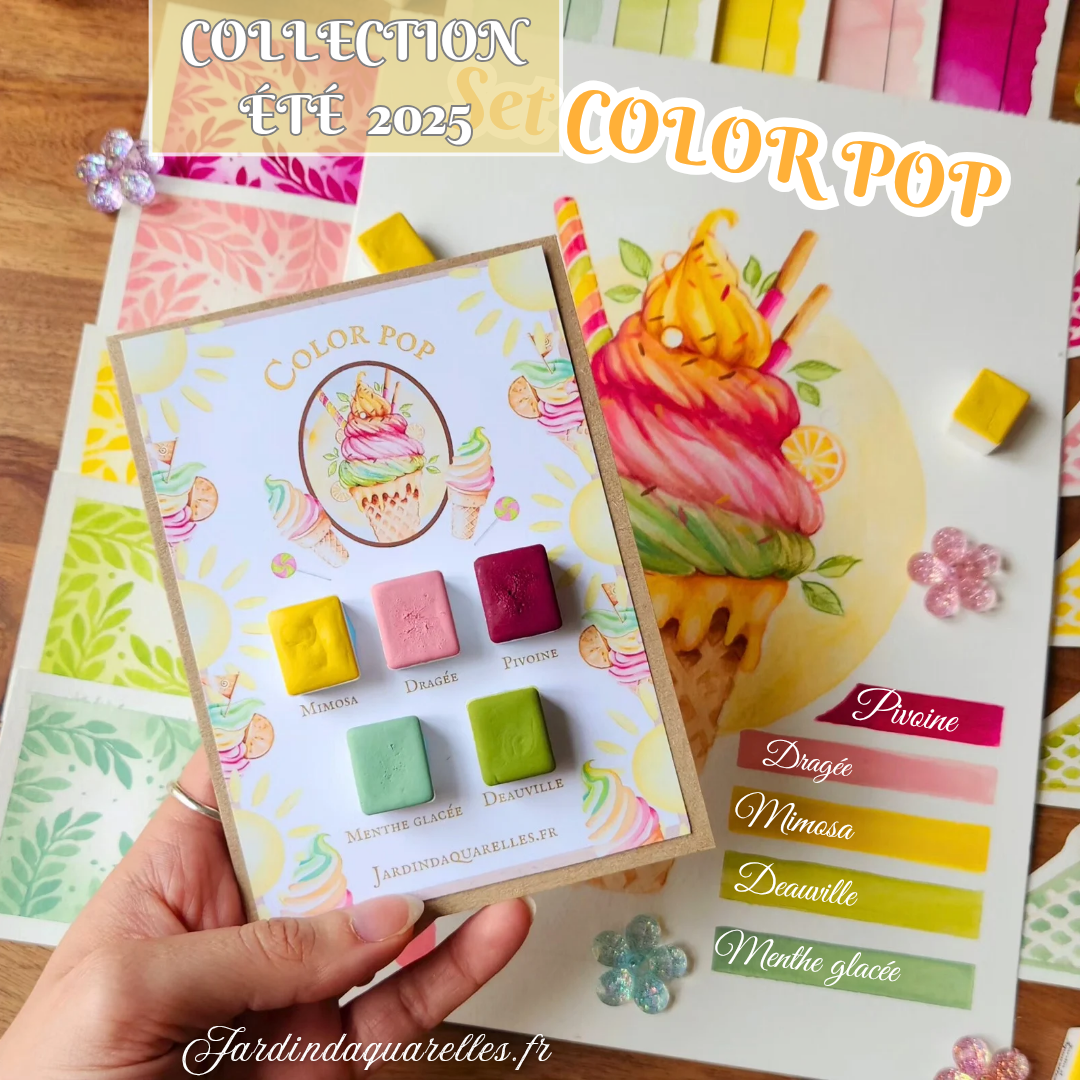 Menthe glacée, aquarelle artisanale, demi-godet