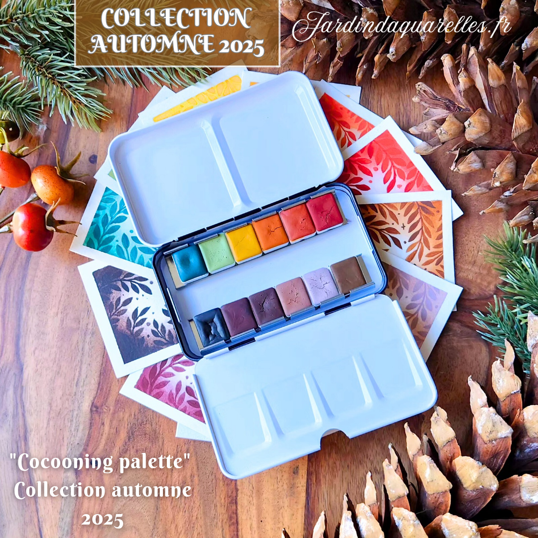 Grande palette, 12 aquarelles artisanales, "COCOONING PALETTE"