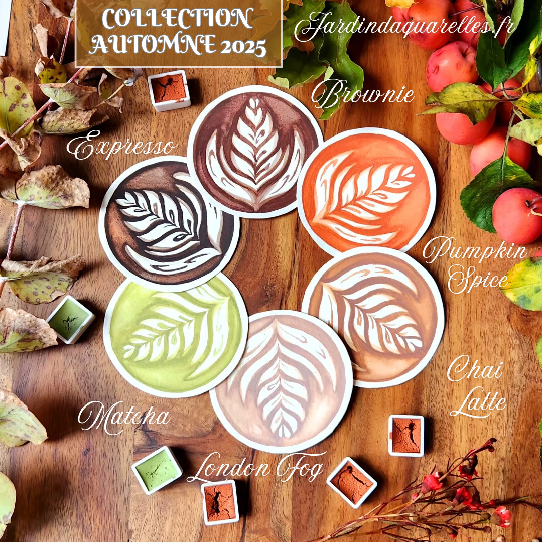 Set de 6 aquarelles artisanales "COFFEE SHOP "