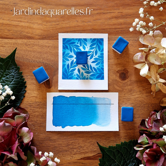 Azul, aquarelle artisanale, demi-godet