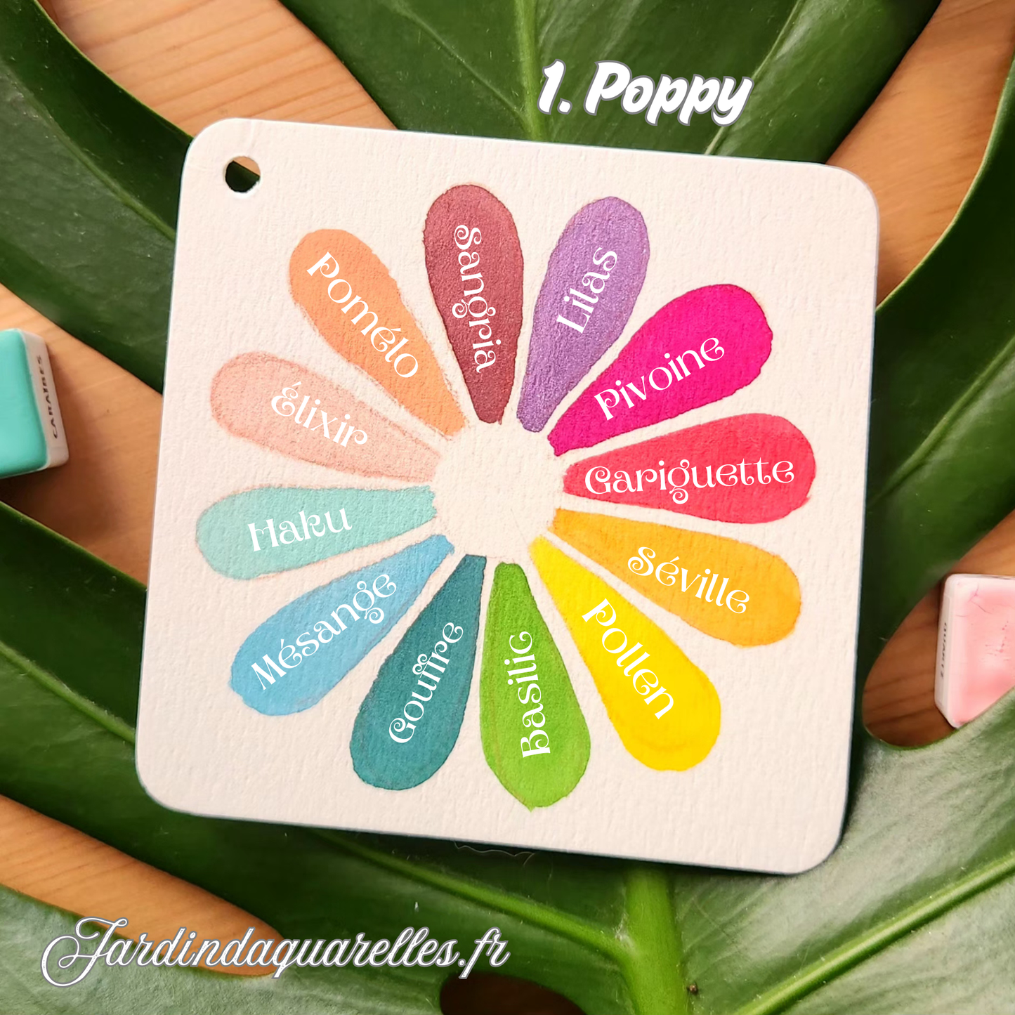 Palette 12 aquarelles artisanales, Poppy