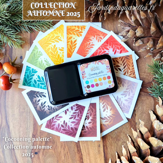 Grande palette, 12 aquarelles artisanales, "COCOONING PALETTE"