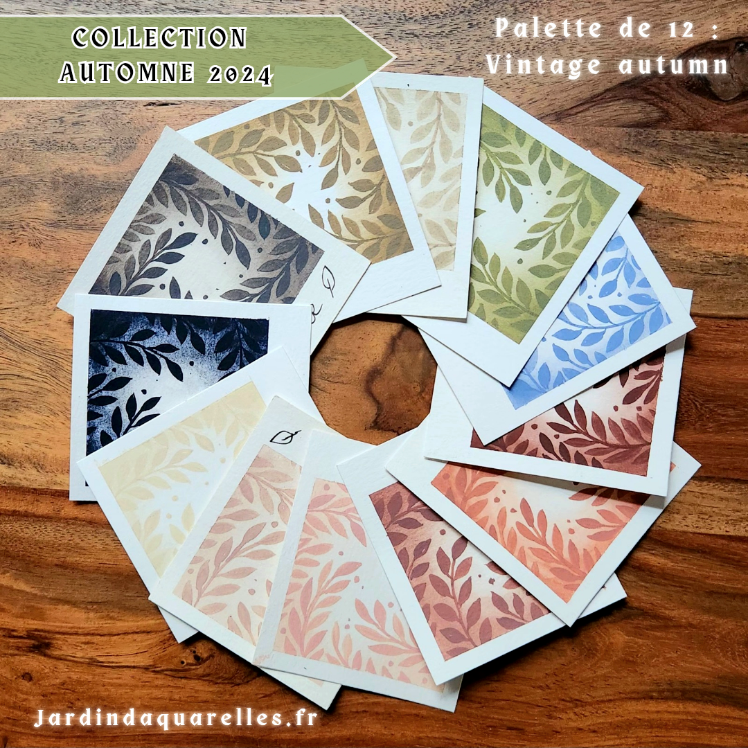 Palette de 12 aquarelles artisanales "VINTAGE AUTUMN"