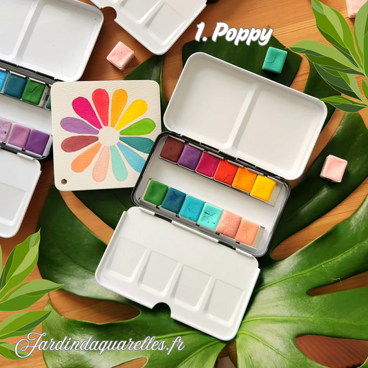 Palette 12 aquarelles artisanales, Poppy