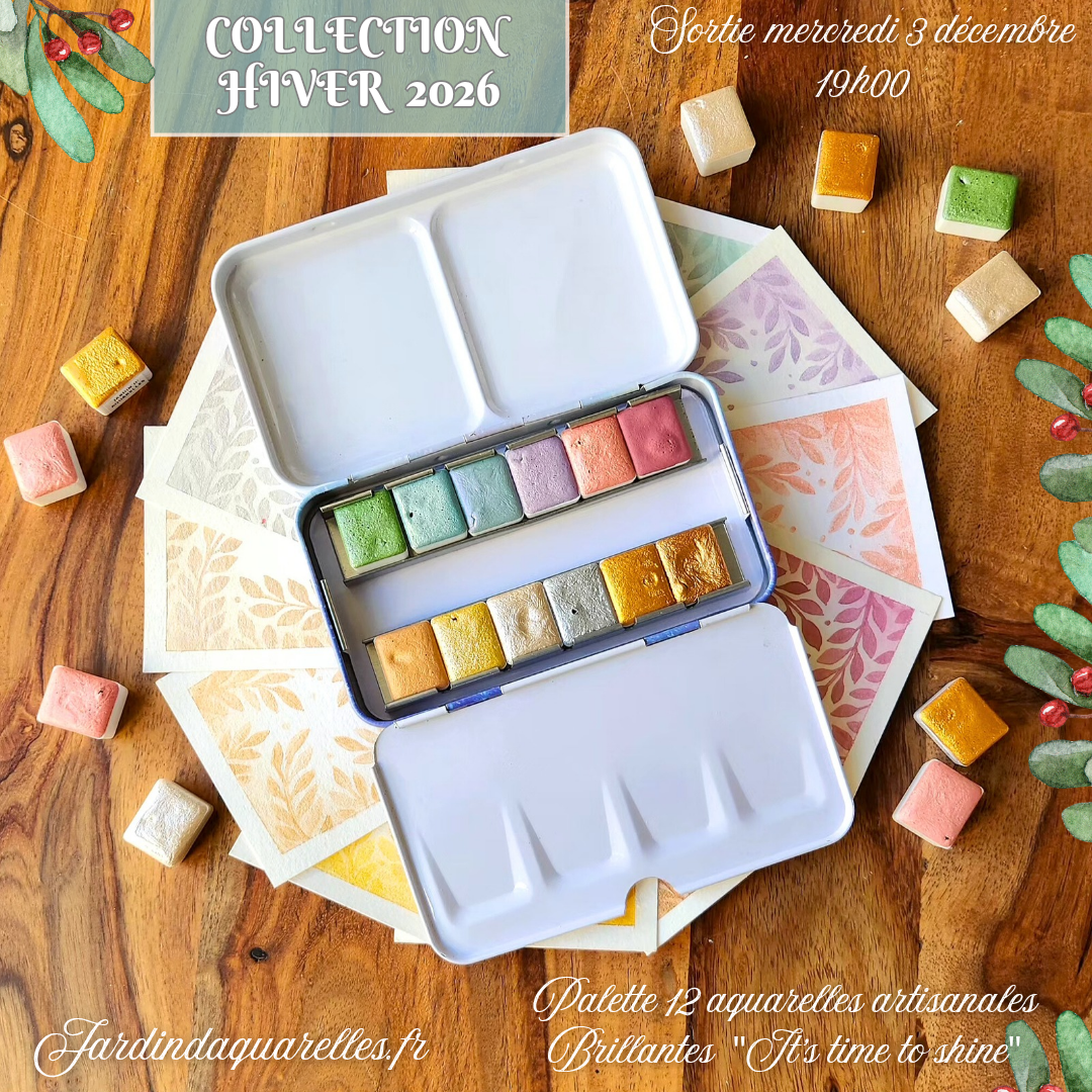 Palette 12 aquarelles artisanales irisées "IT'S TIME TO SHINE "