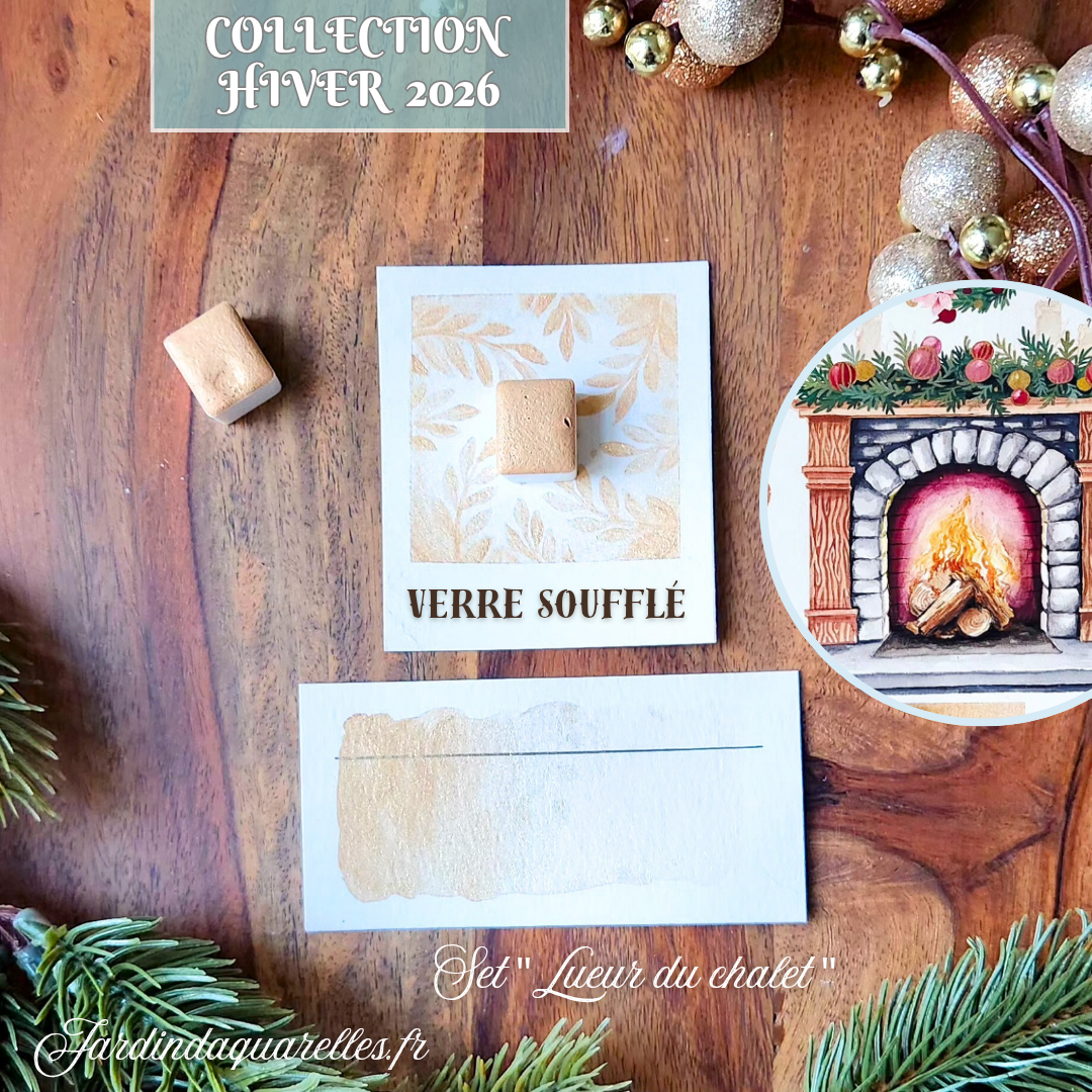 Verre soufflé, aquarelle artisanale, demi-godet