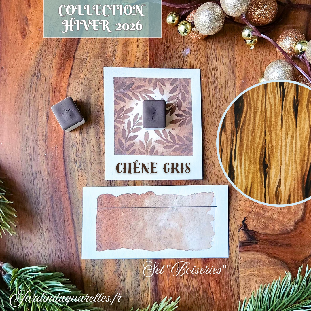 Chêne gris, aquarelle artisanale, demi-godet