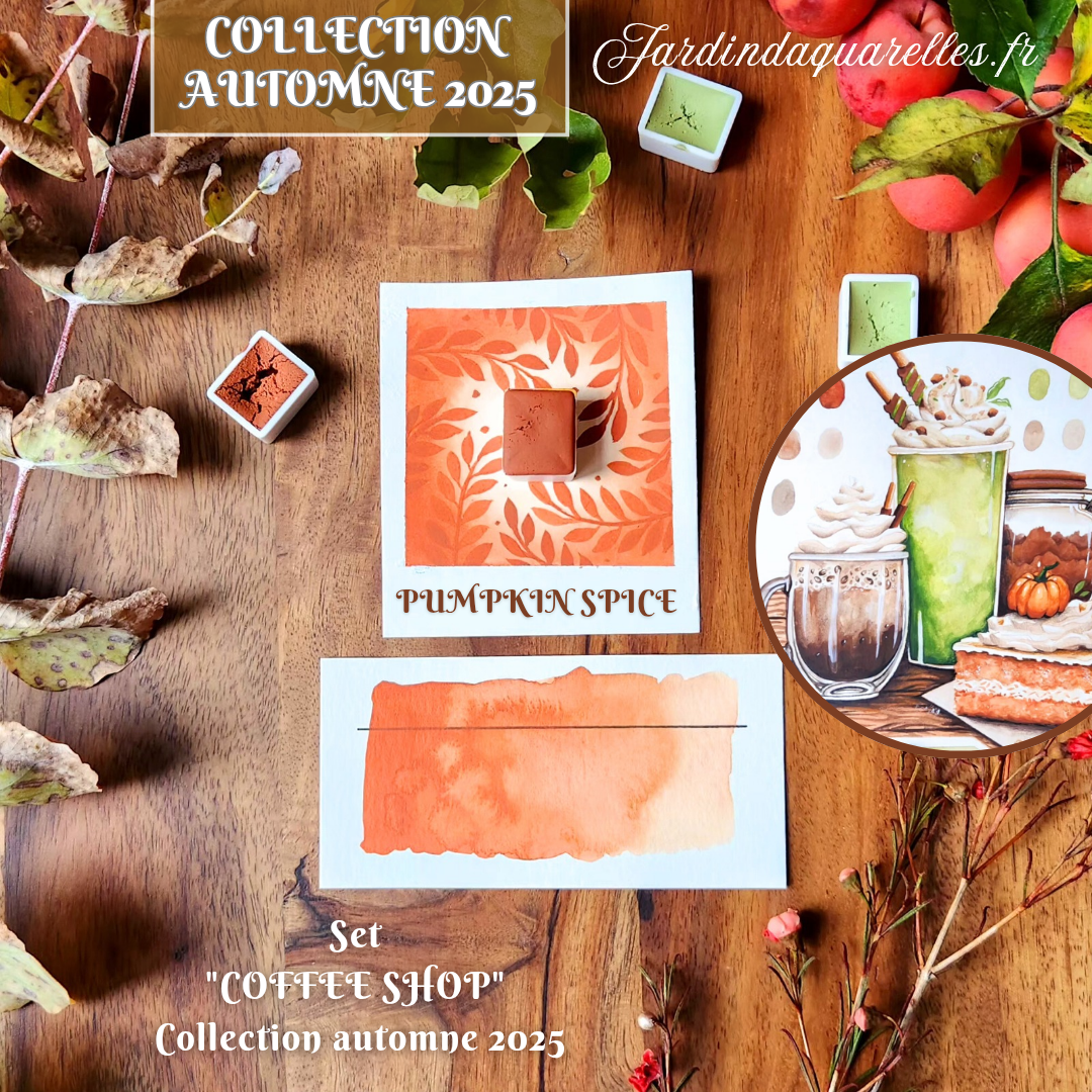 Pumpkin Spice, aquarelle artisanale, demi-godet