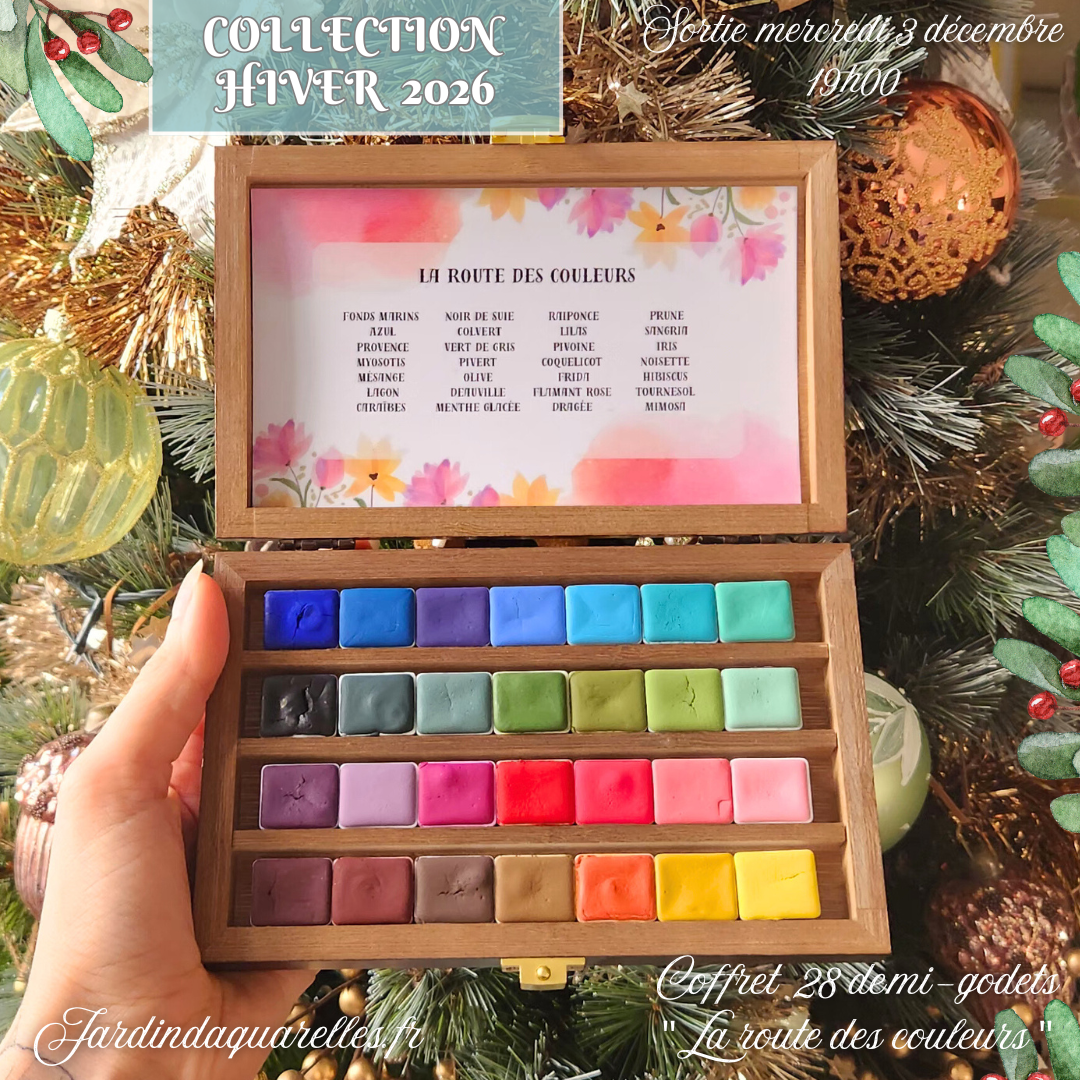 Coffret 28 aquarelles artisanales "LA ROUTE DES COULEURS"