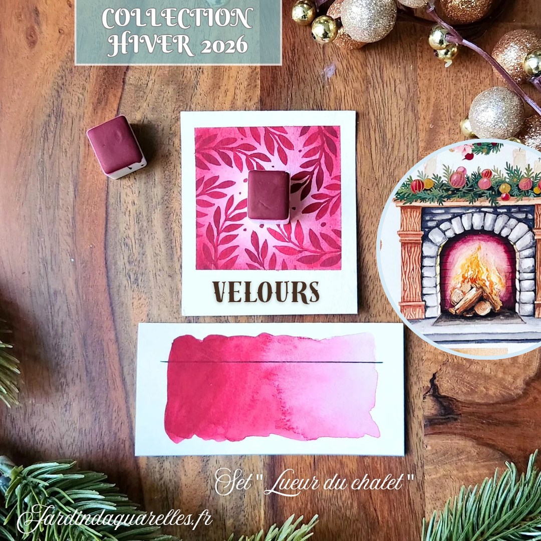 Velours, aquarelle artisanale, demi-godet