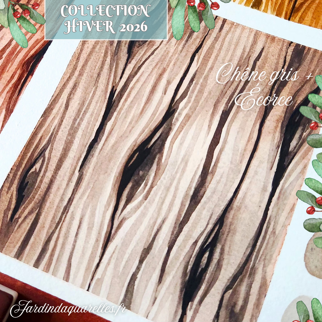 Set de 4 aquarelles artisanales "BOISERIES"