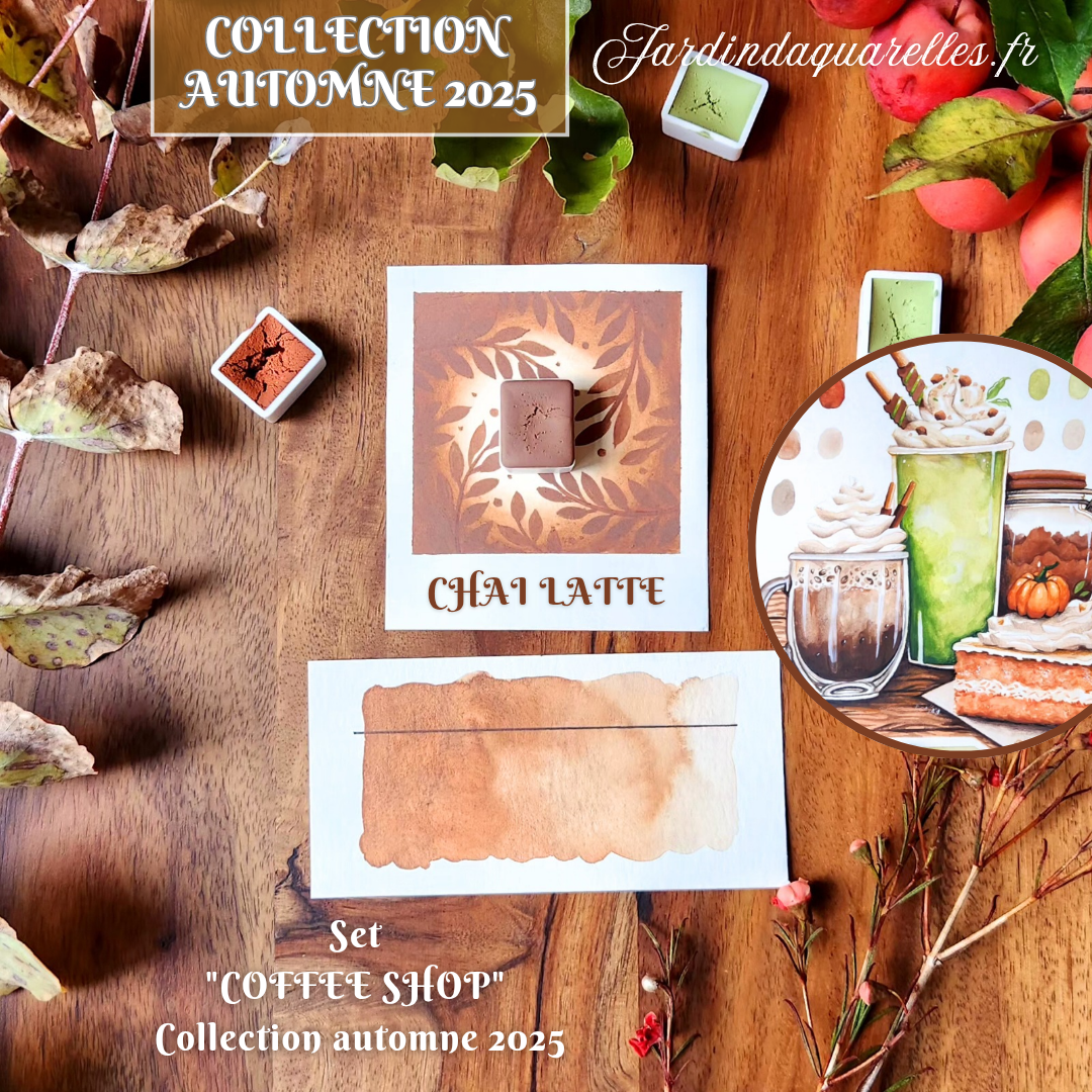 Chai latte, aquarelle artisanale, demi-godet