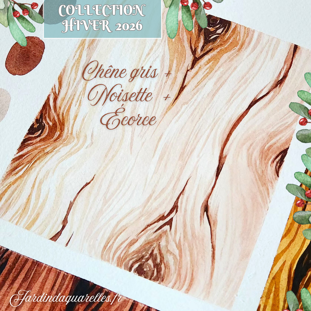 Set de 4 aquarelles artisanales "BOISERIES"