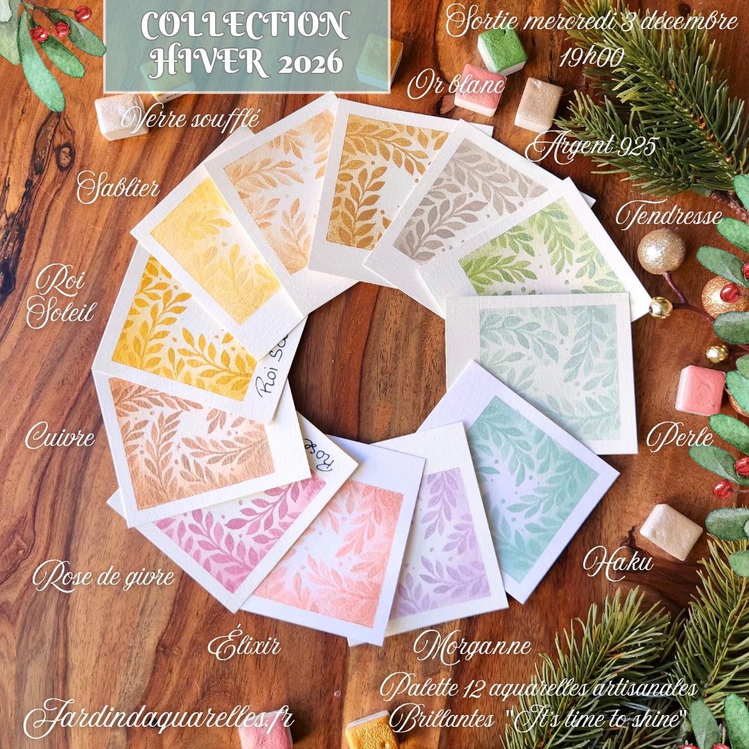 Palette 12 aquarelles artisanales irisées "IT'S TIME TO SHINE "