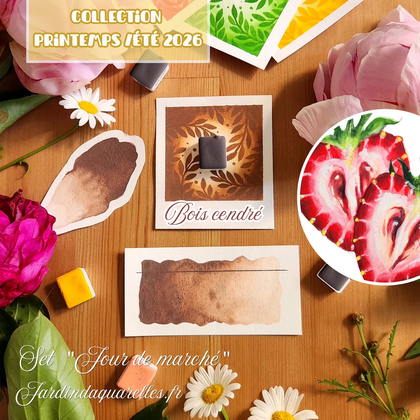 Bois cendré, aquarelle artisanale, demi-godet