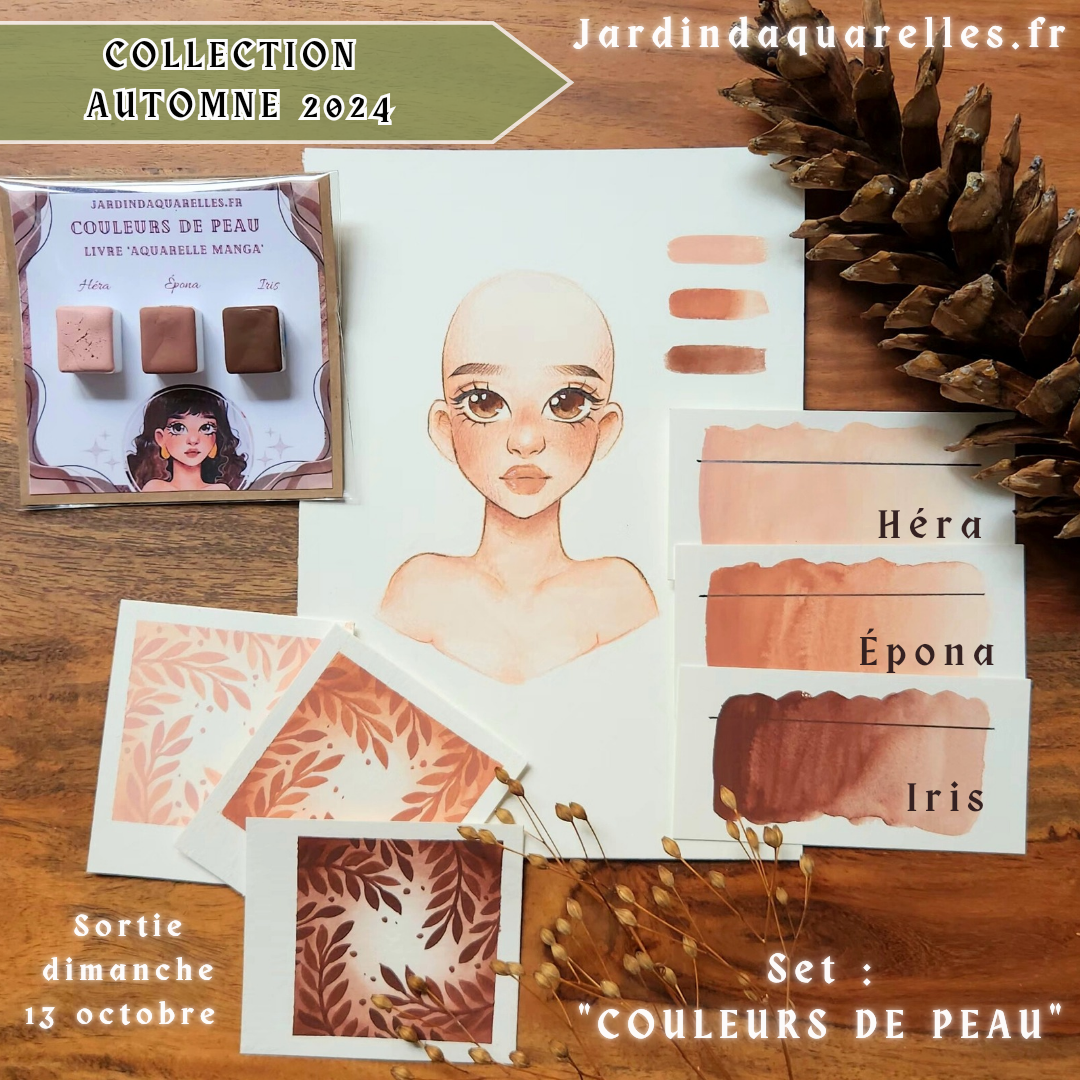 Set "COULEURS DE PEAU" 3 aquarelles artisanales