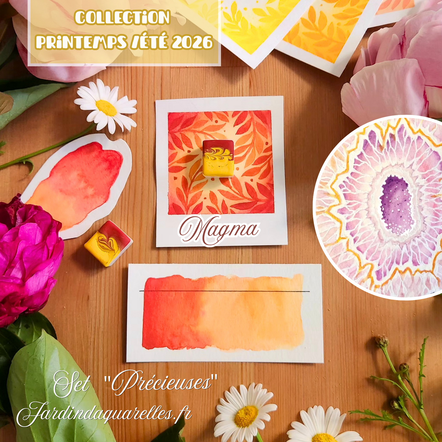 Magma, aquarelle artisanale, demi-godet