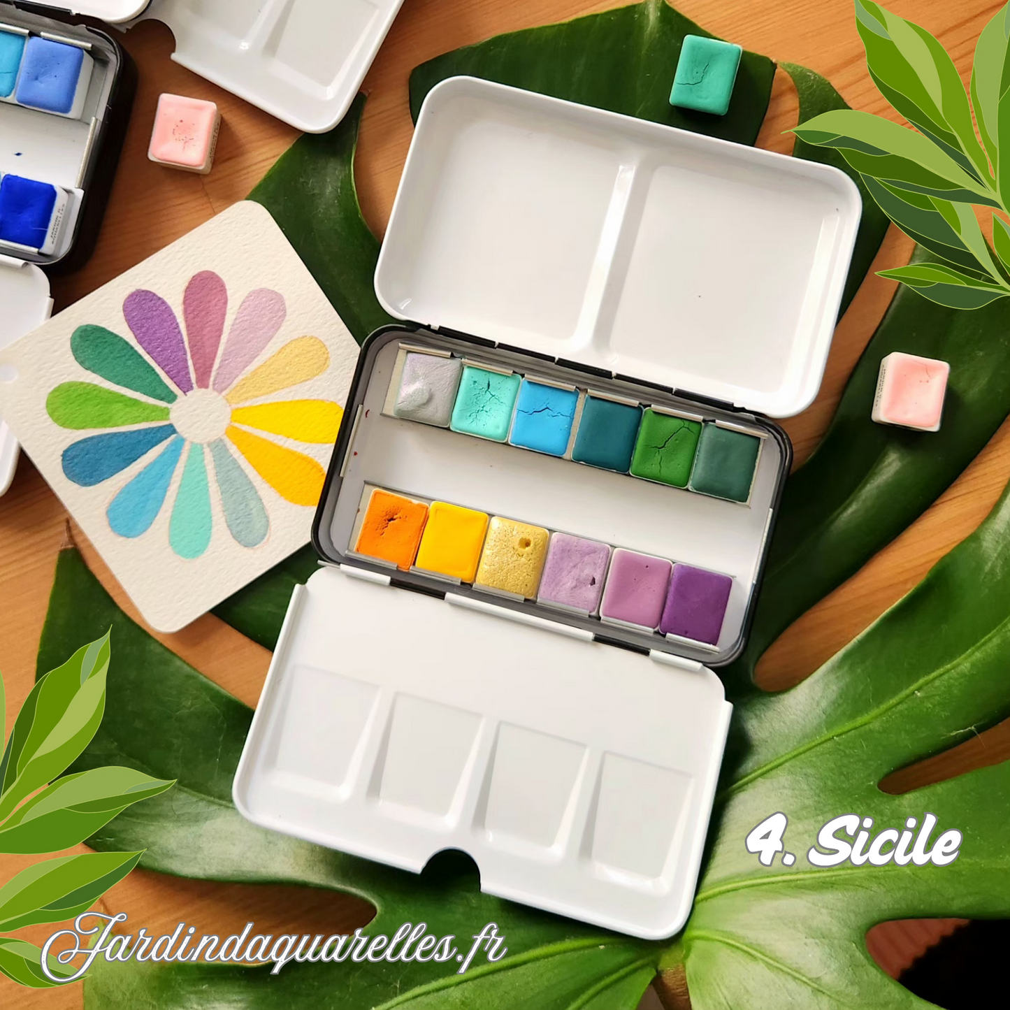 Palette 12 aquarelles artisanales, Sicile