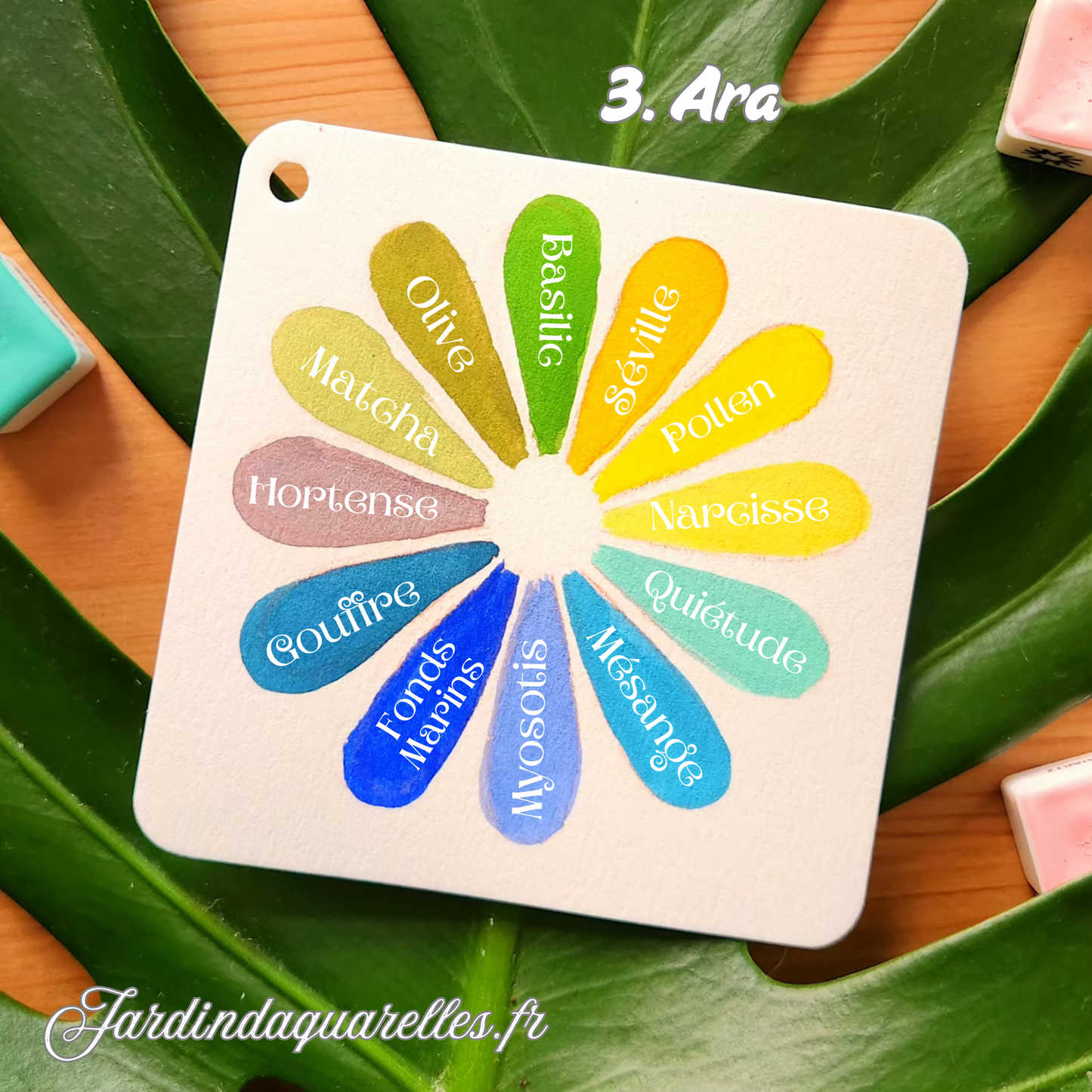 Palette, 12 aquarelles artisanales, Ara