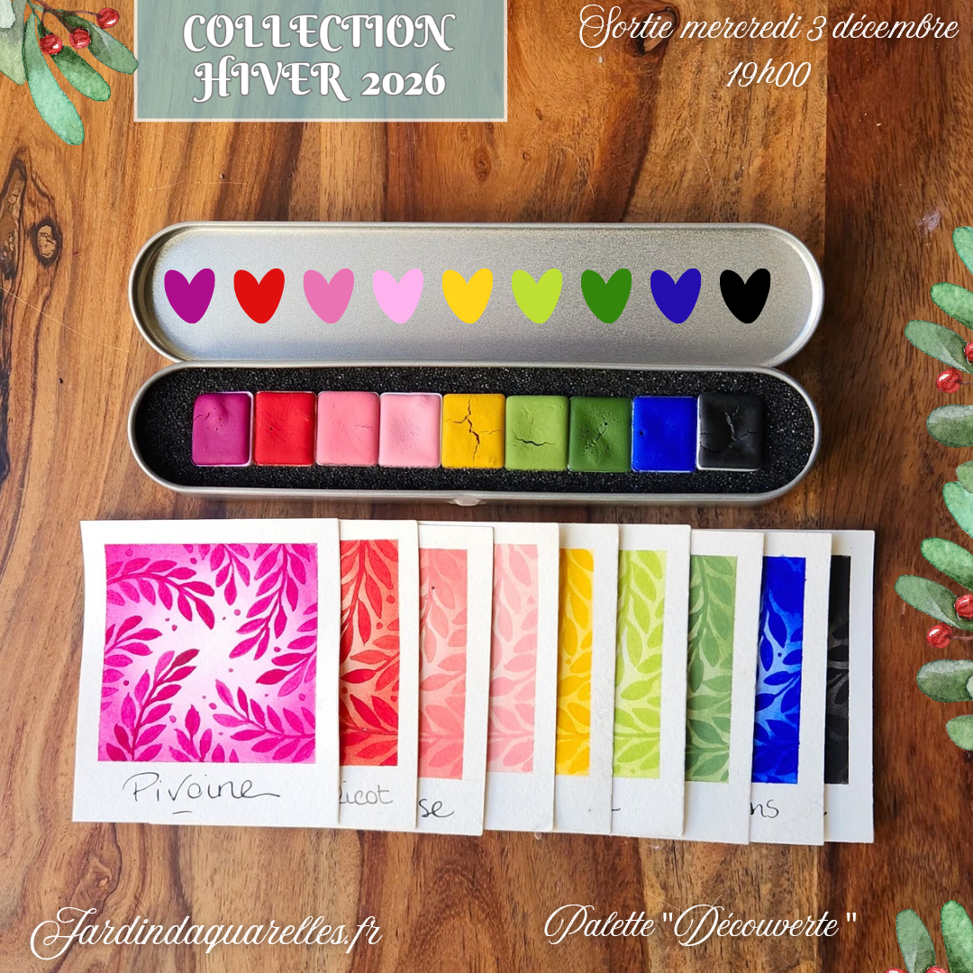 Palette 9 aquarelles artisanales "DÉCOUVERTE"