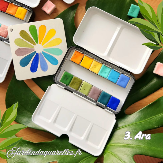 Palette, 12 aquarelles artisanales, Ara