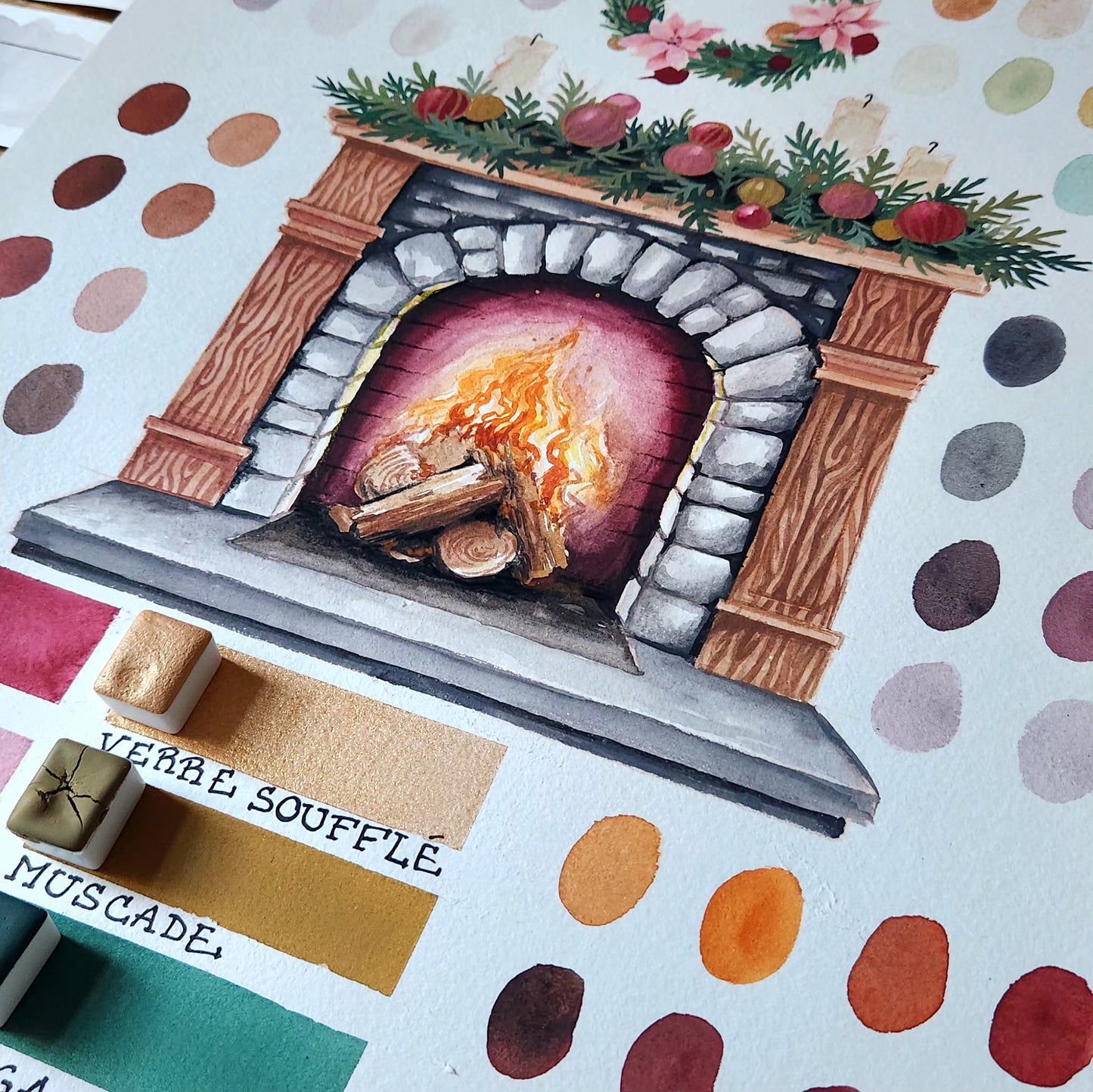 Set de 6 aquarelles artisanales "LUEUR DU CHALET"