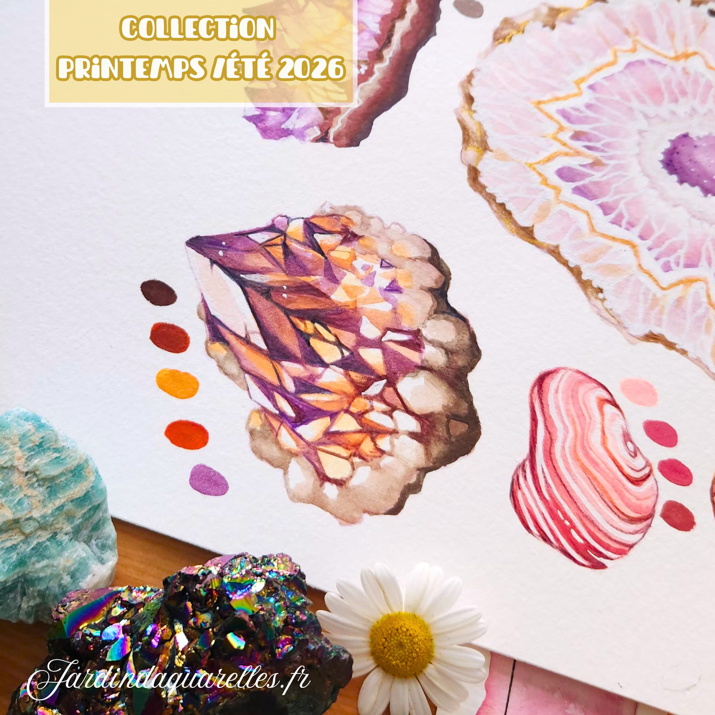 Set "PRÉCIEUSES", 6 aquarelles artisanales véganes