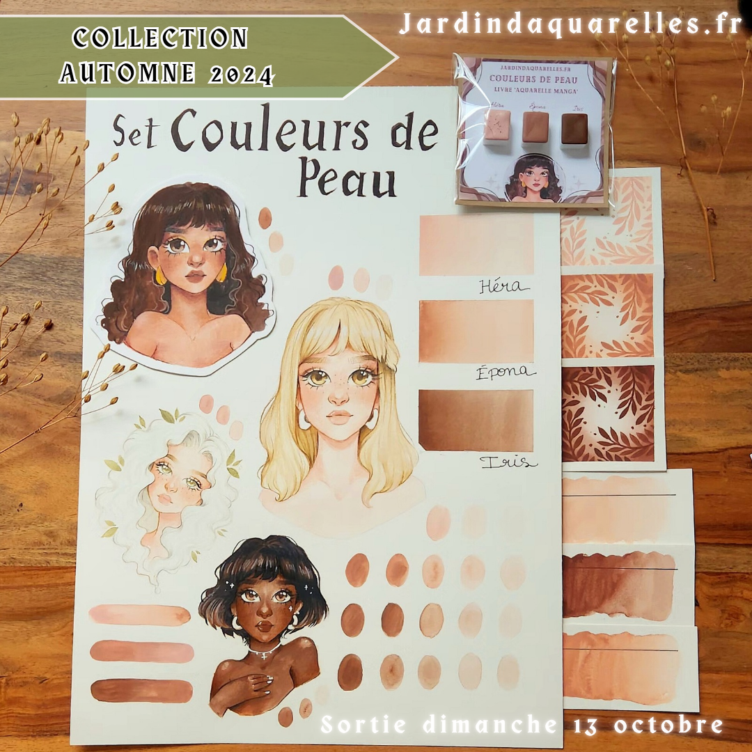 Set "COULEURS DE PEAU" 3 aquarelles artisanales