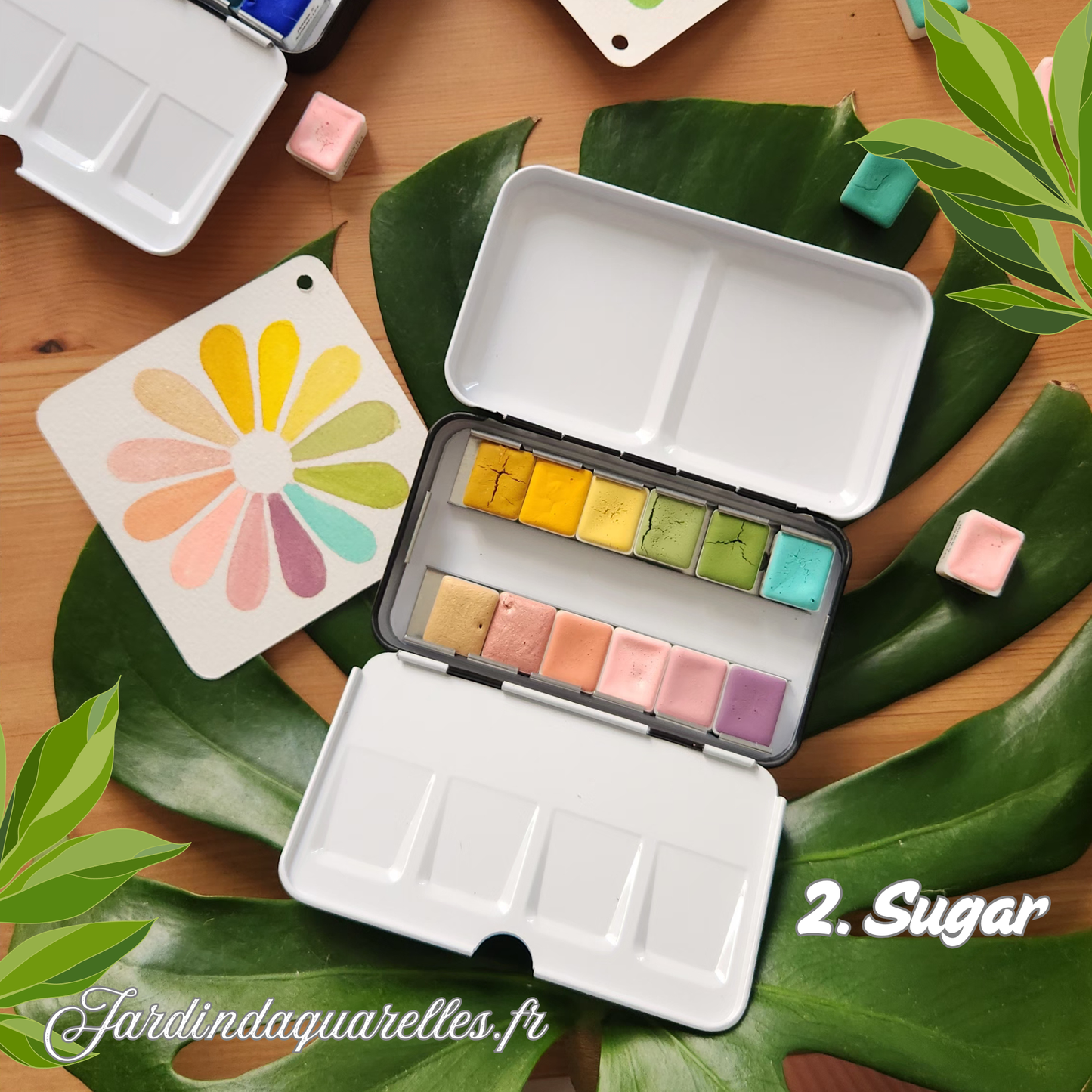 Palette 12 aquarelles artisanales, Sugar