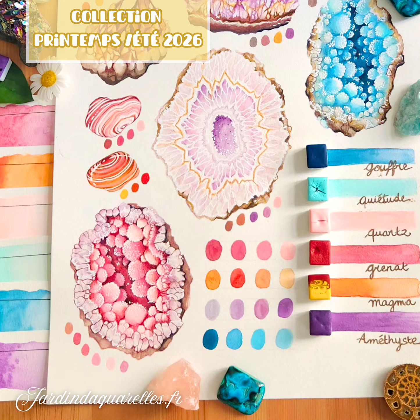 Set "PRÉCIEUSES", 6 aquarelles artisanales véganes