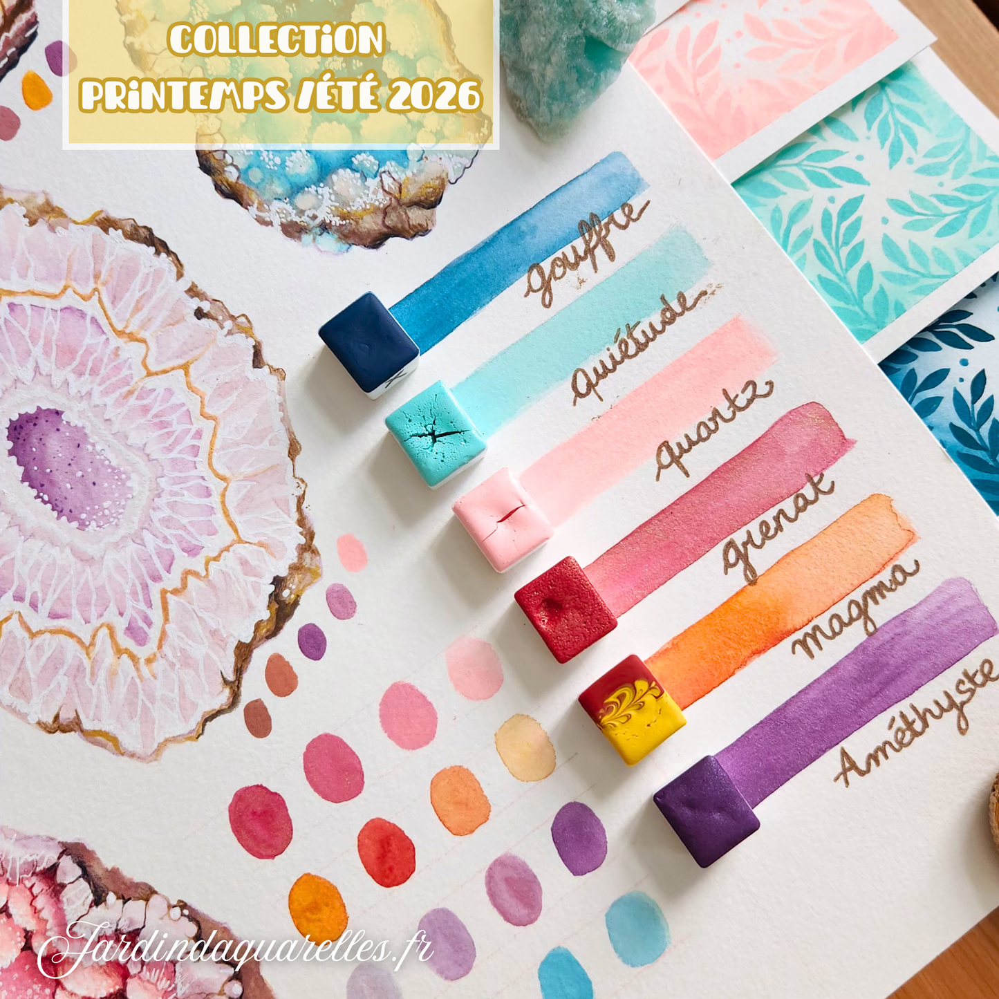 Set "PRÉCIEUSES", 6 aquarelles artisanales véganes