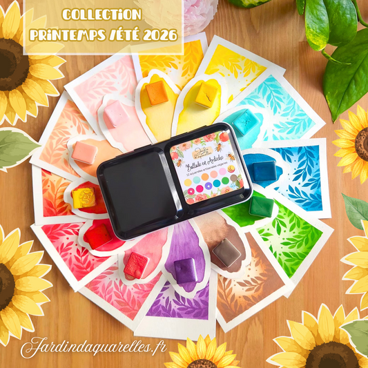 Palette "BALADE EN ARDÈCHE" 12 aquarelles artisanales véganes