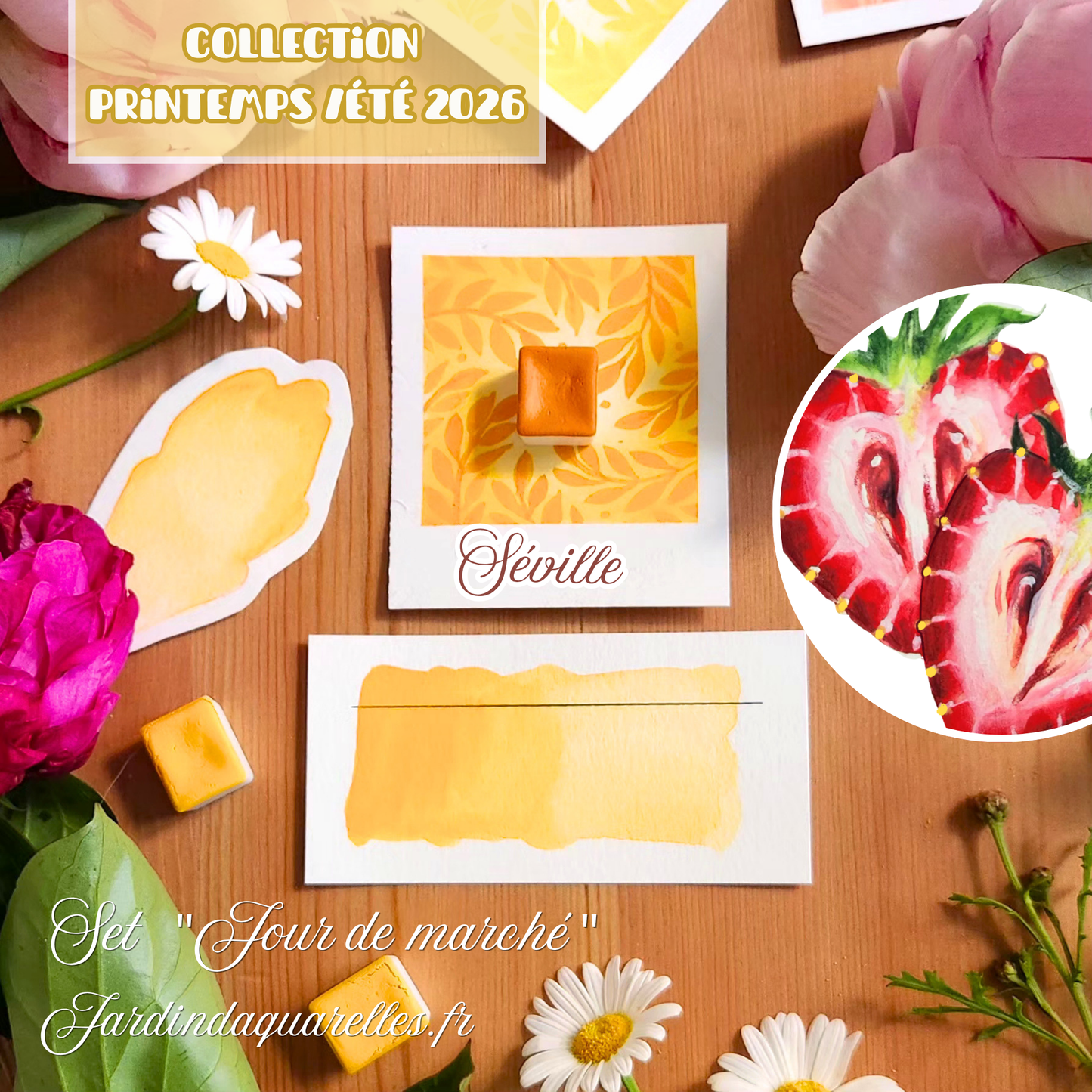 Séville, aquarelle artisanale, demi-godet