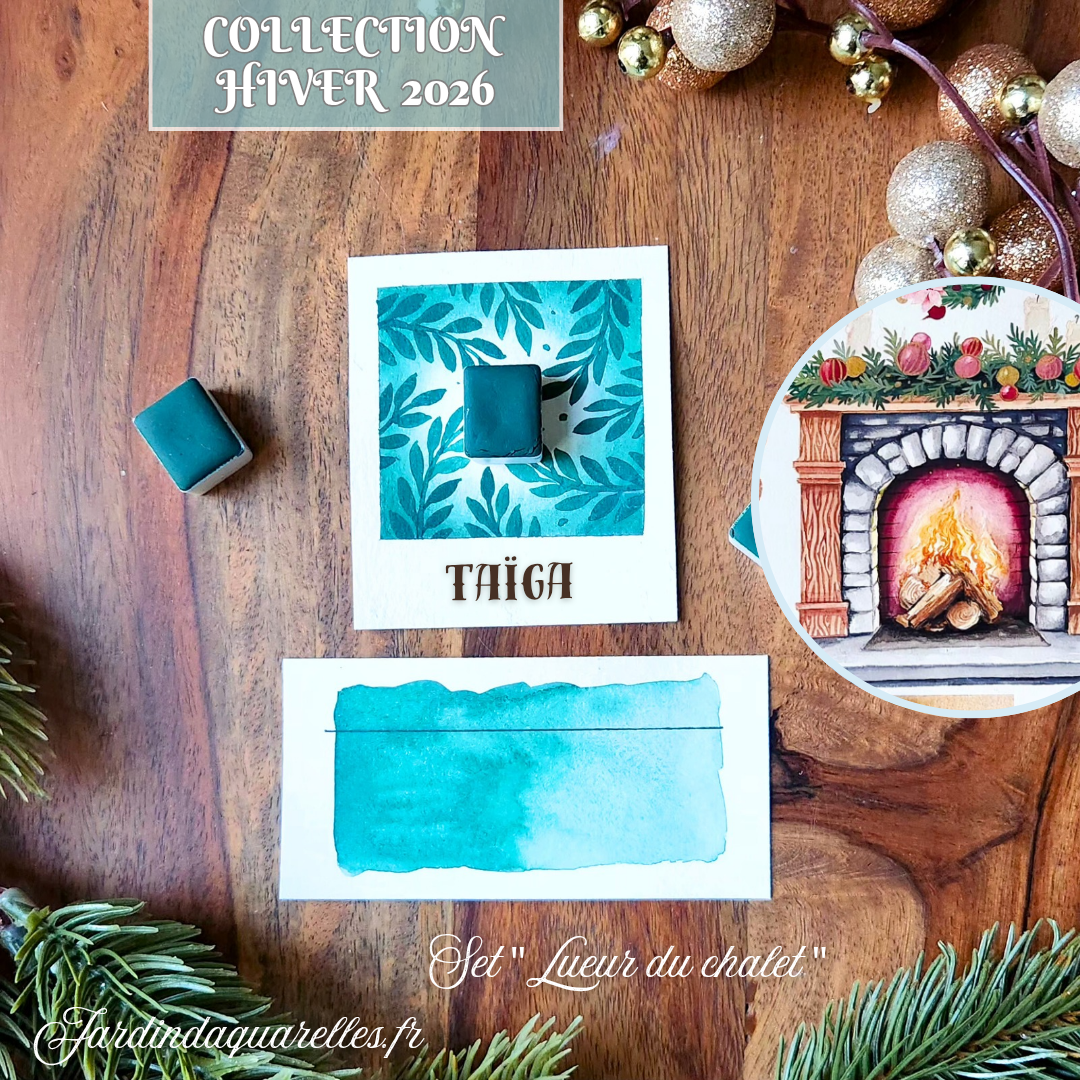 TAÏGA,aquarelle artisanale, demi-godet