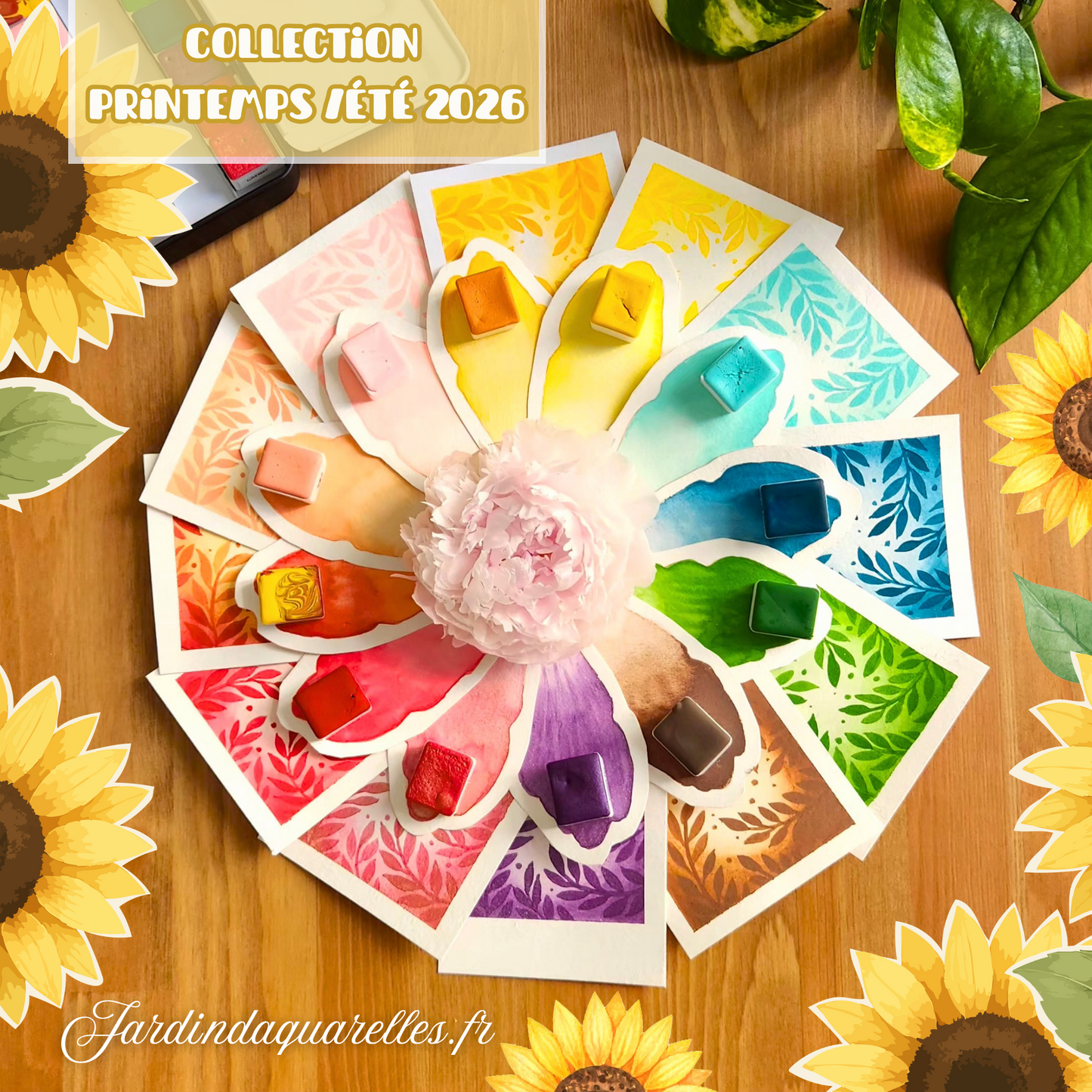 Palette "BALADE EN ARDÈCHE" 12 aquarelles artisanales véganes
